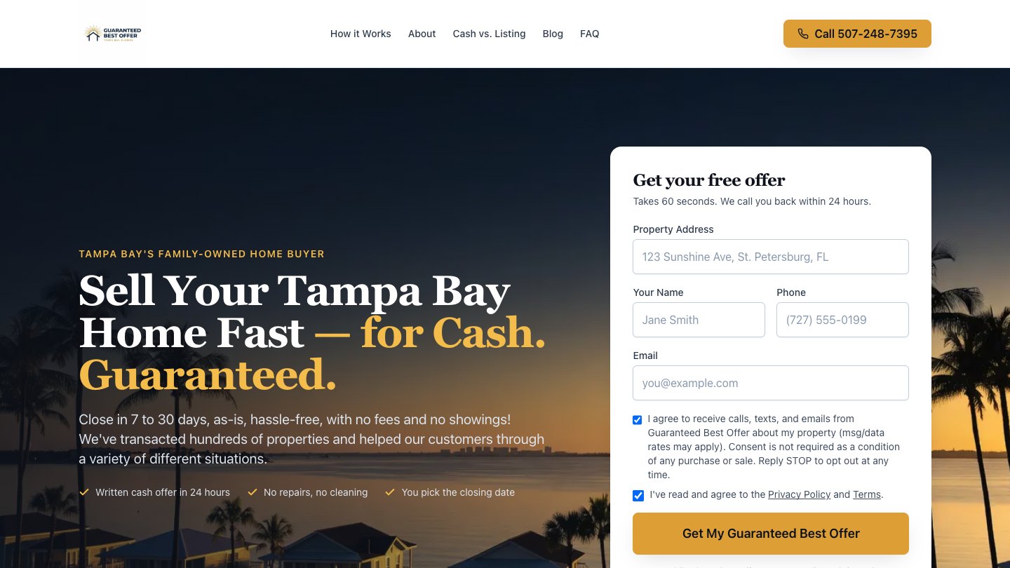 The website we built for Guaranteed Best Offer