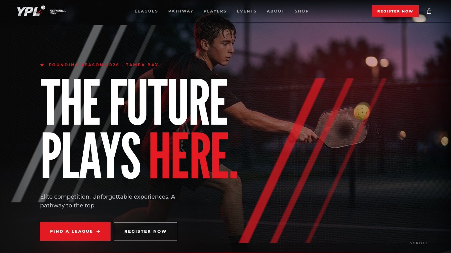 The website we built for Youth Pickleball League